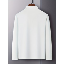 Solid Men's Slim Mock Neck Long Sleeve Active T-shirt Tee, Casual Comfy Shirts For Winter Fall, Men's Clothing Tops