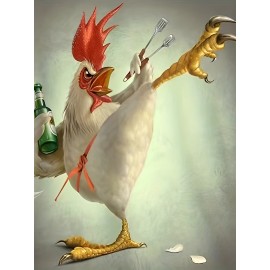 Kung Fu Rooster Pattern 3d PrintT-shirt, Men's Casual Slightly Stretch Round Neck T-shirt For Spring Summer